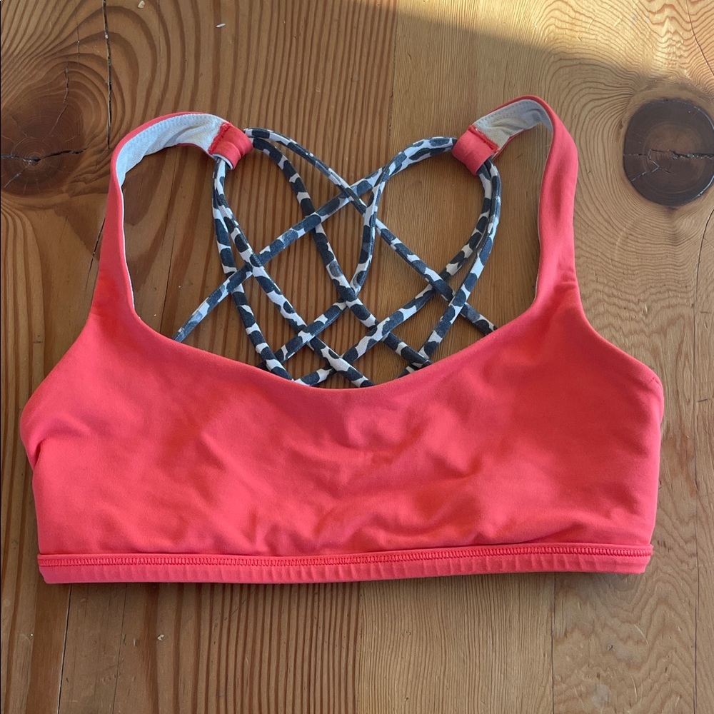 Lululemon Athletica Coral Sports Bra with Patterned Straps